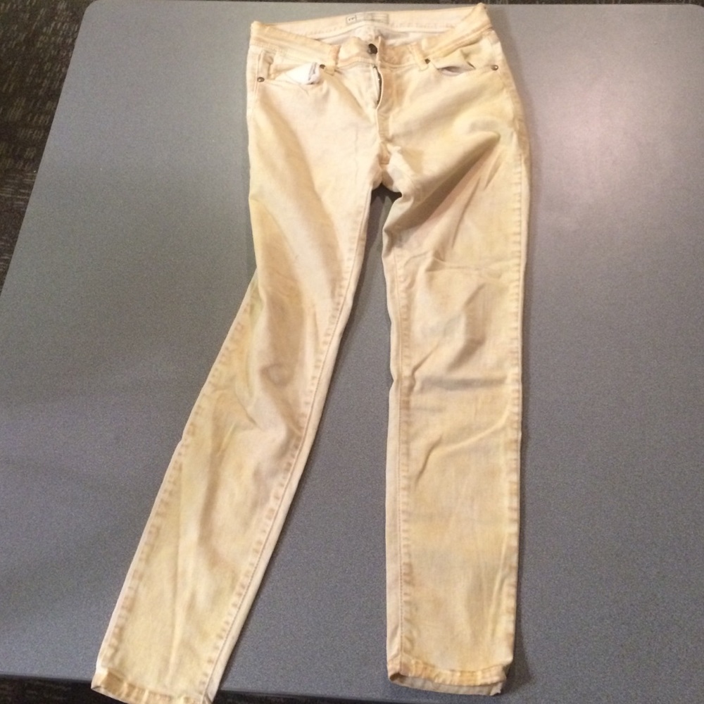 Free people distressed burnt yellow skinny… - Picture 4 of 8